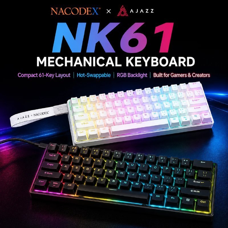 Teclado Mecânico Ajazz X Nacodex NK61, Switch Red, mecanico gamer nk 61