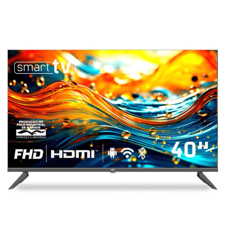 Smart TV HQ 40” Full HD - Android TV, Wi-Fi, Bluetooth - 3 HDMI, 2 USB, Gravação via USB - HQS40NKHM