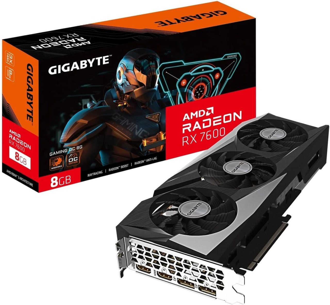 Placa de Video Gigabyte RX 7600 Gaming OC, 8gb, GDDR6 - GV-R76GAMING-OC-8GD