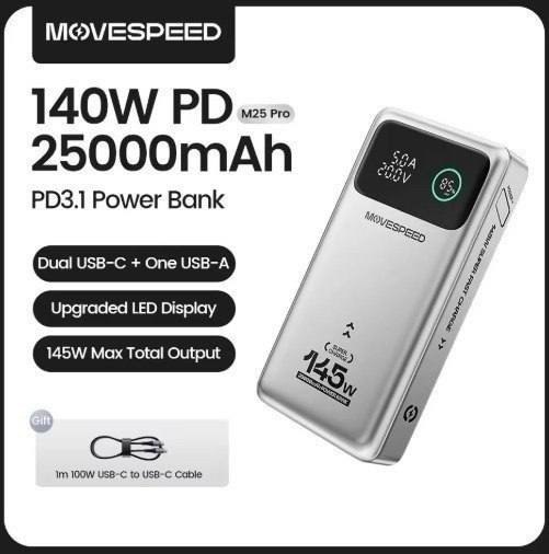 Powerbank MOVESPEED M25Pro 140W Power Bank 25000mAh