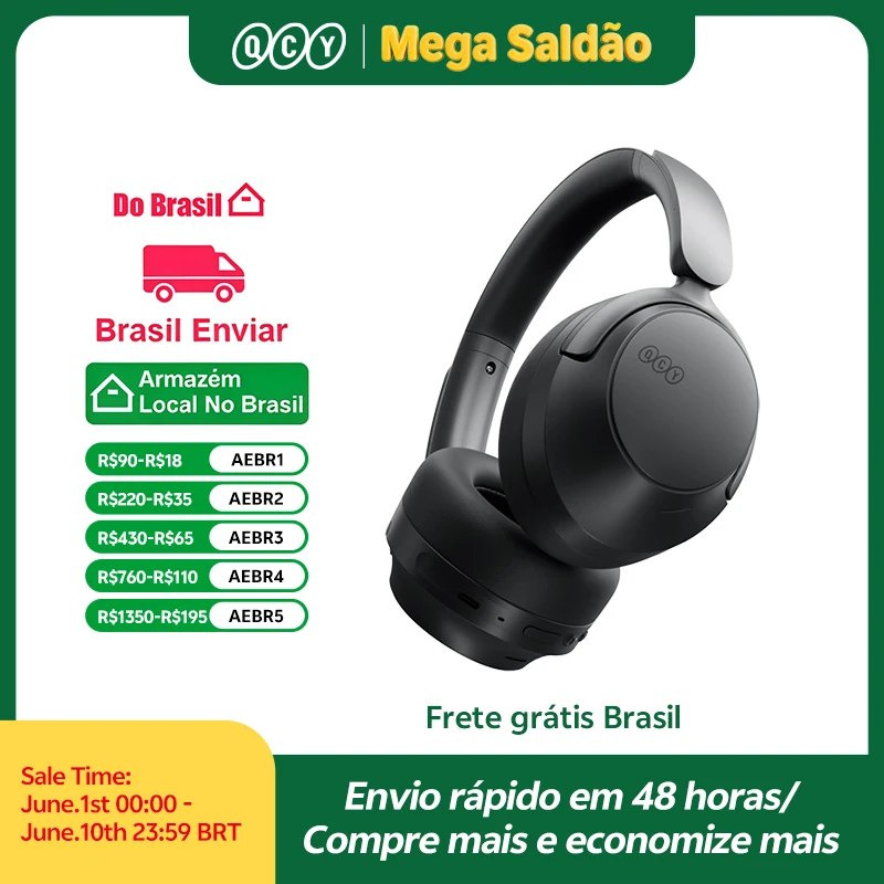 Fone de Ouvido Over-Ear QCY H3S BH25H3SA com Som Espacial Hi-Res LDAC