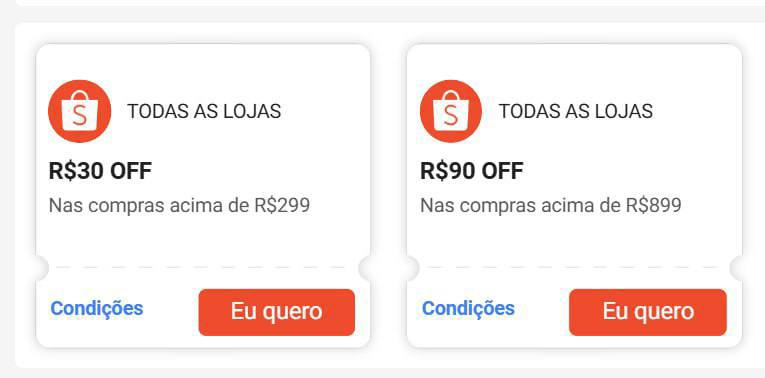 NOVOS CUPONS SHOPEE