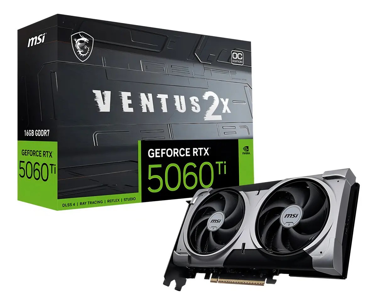 RTX 5060 TI 16GB Placa De Video Msi RTX5060TI Ventus 2x Oc Plus 16gb Gddr7