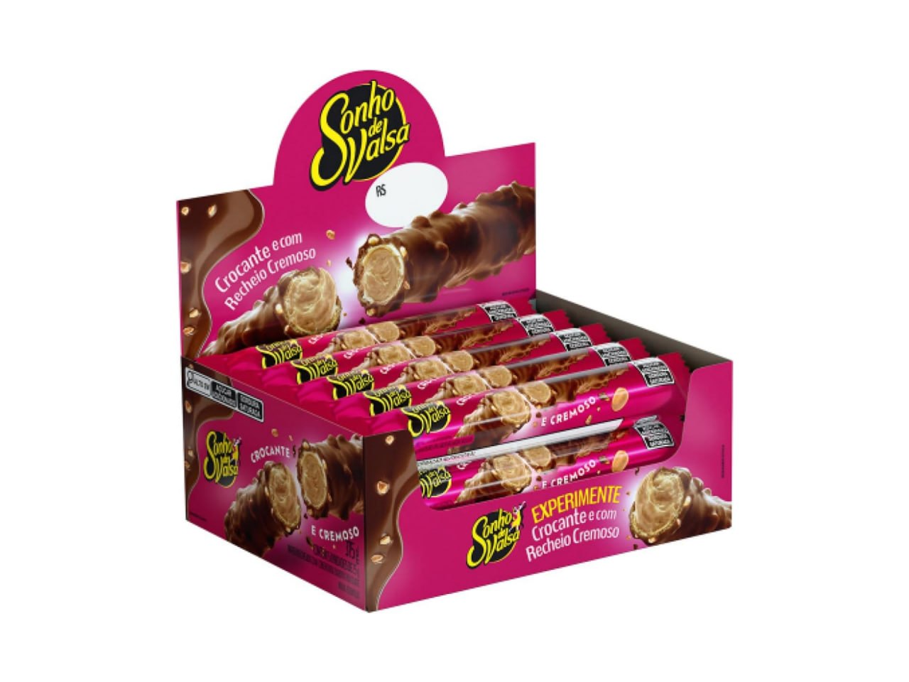 Stick Wafer Recheado Sonho De Valsa Sabor Chocolate - Display Com 15 Unidades De 25g