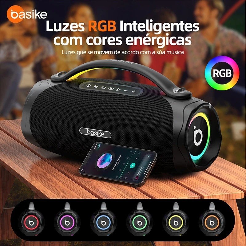 Basike alto-falante bluetooth 5.4 sem fio 200W Caixa Subwoofer Som Estéreo De Alta Fidelidade Party Ipx6RAD180