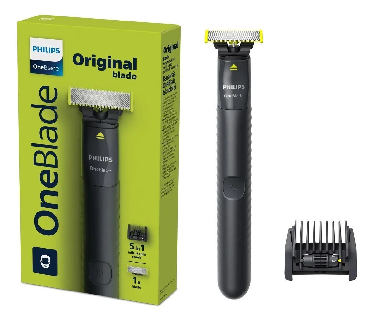 Barbeador e Aparador Elétrico Philips OneBlade com Pente 5 em 1, Sem Fio e À Prova D'Água - Qp1425/10