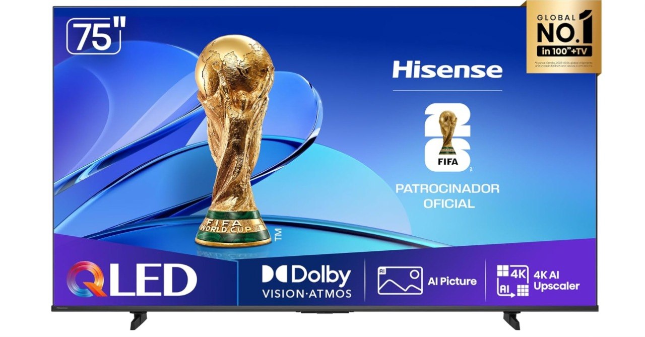 Hisense Smart TV UHD 4K QLED 75" Polegadas 75Q6QV com HDR10+, Dolby Atmos, Sports Mode, Game Mode Plus e Compatível com Alexa