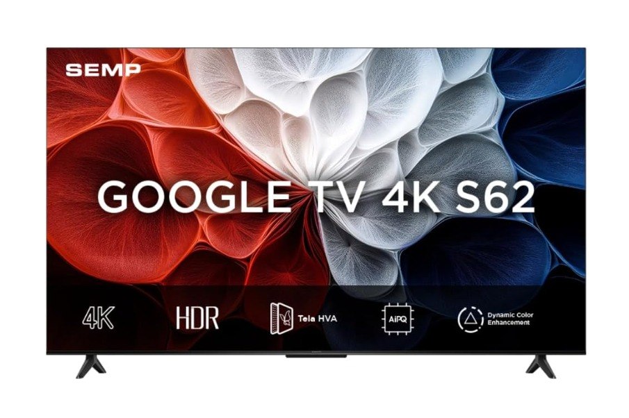 Smart TV Semp 50 Polegadas LED HVA 4K S62 WiFi Bluetooth Google TV 3 HDMI HDR10+ Dolby Audio 50S62