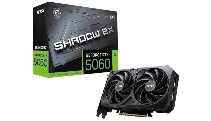 Placa de Video MSI RTX 5060 Shadow 2X OC, 8GB, GDDR7