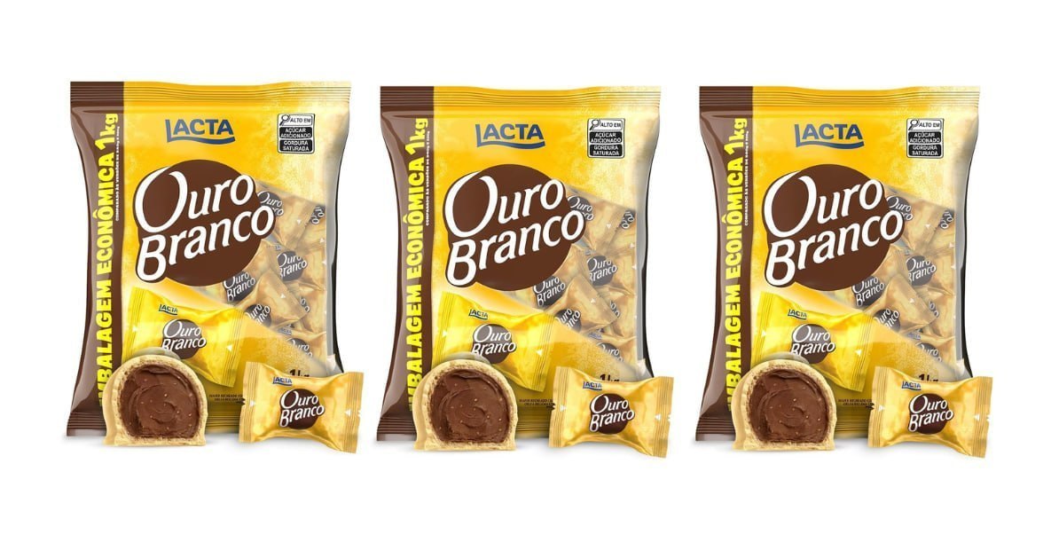 3x Chocolate Ouro Branco Pacote 1Kg