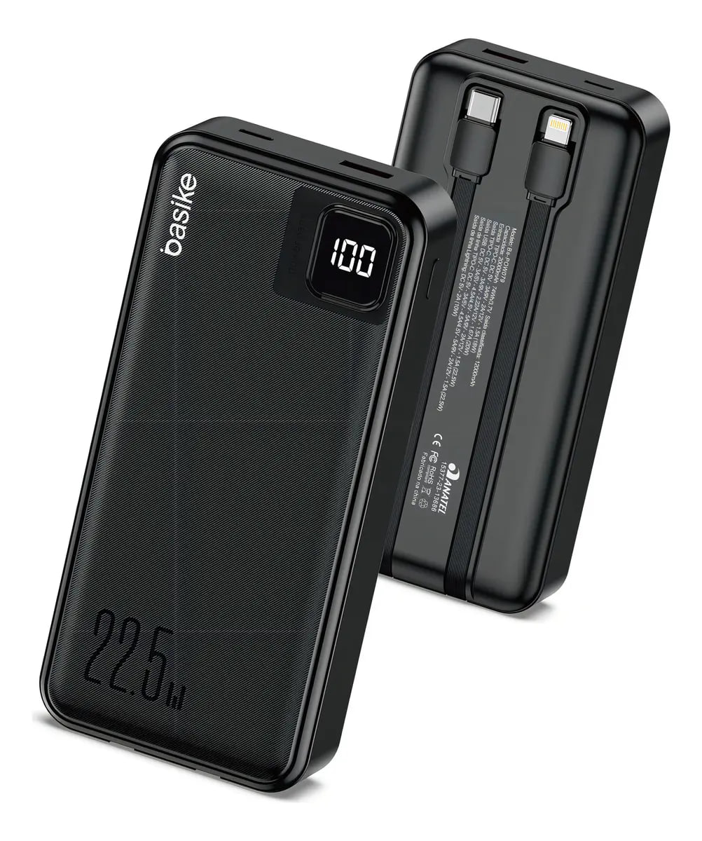 Power Bank Basike 20000mAh Preto, Carga Rápida 22.5W