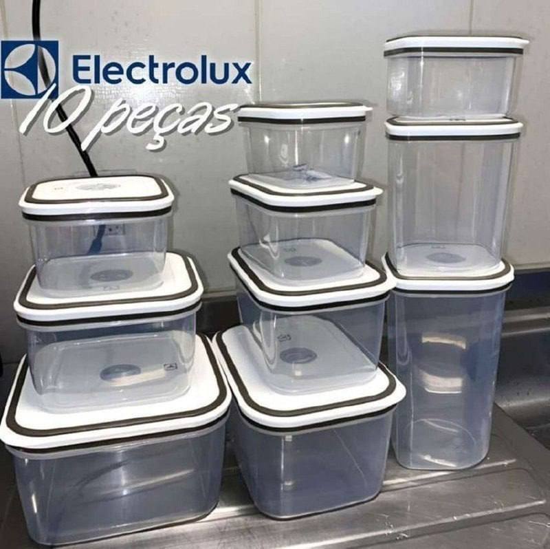 Potes Herméticos Electrolux de Plástico Branco Retangular com 10 Unidades