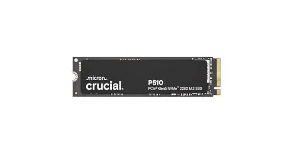Crucial SSD NVMe P510 1TB Gen5, até 11.000 MB/s, SSD PCIe 5.0 M.2 2280, unidade de estado sólido interna, compatível com laptop, desktop + software Acronis - CT1000P510SSD8-01