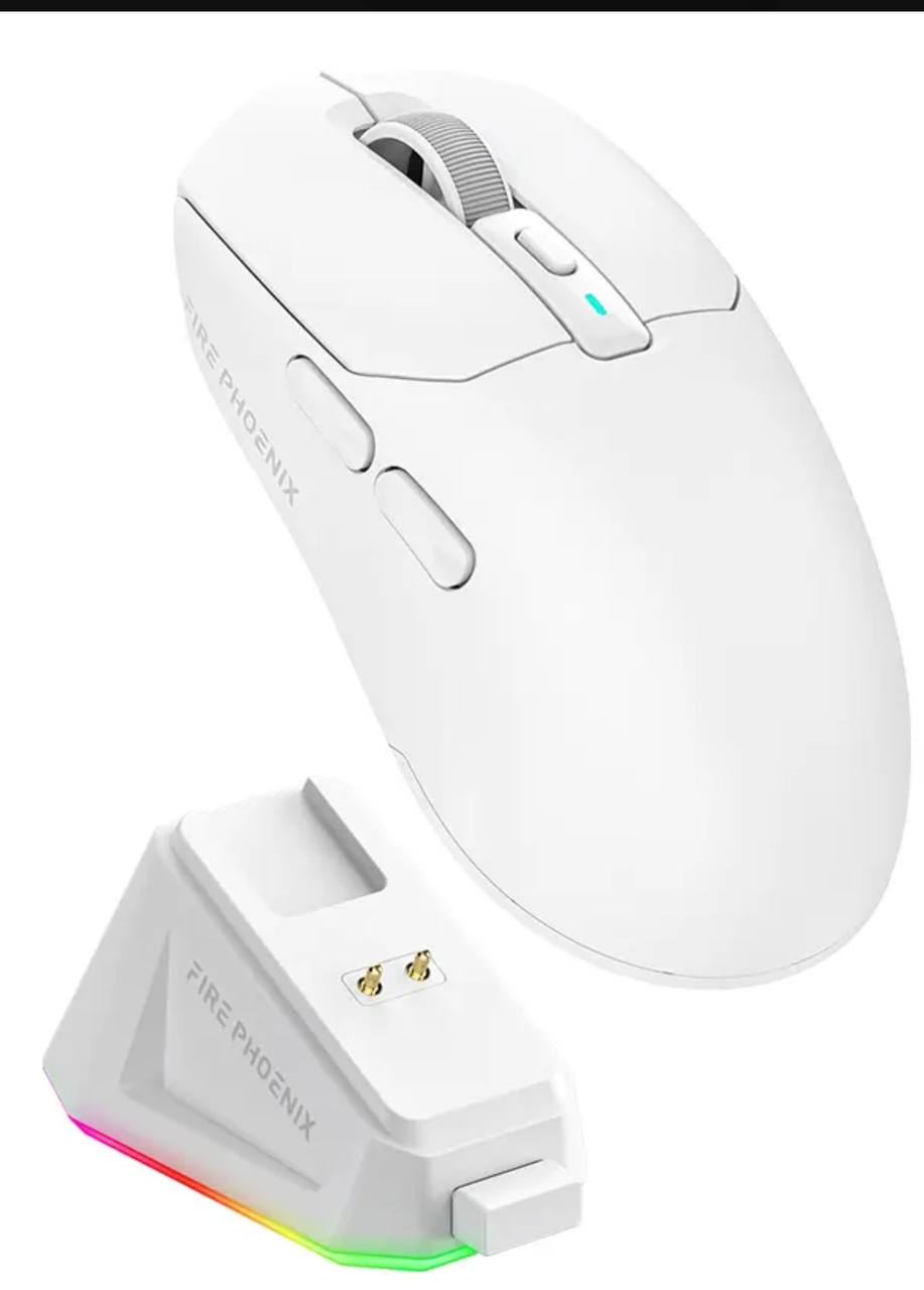 Mouse Gamer Sem Fio Fire Phoenix 24000dpi Paw3311 Branco