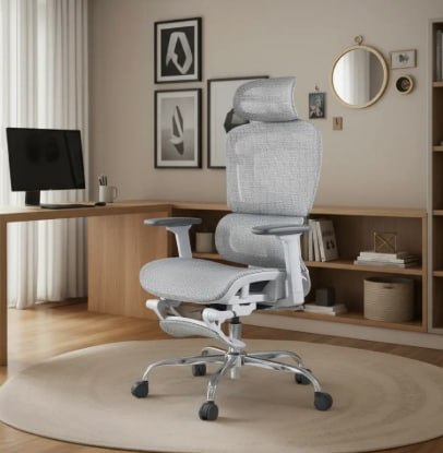 Cadeira De Escritório Ergonômica Mônaco WT07 Luvinco Malha Respirável Com Suporte Lombar Adaptável Apoio Para Pés Retrátil Encosto Ajustável Seis Posições