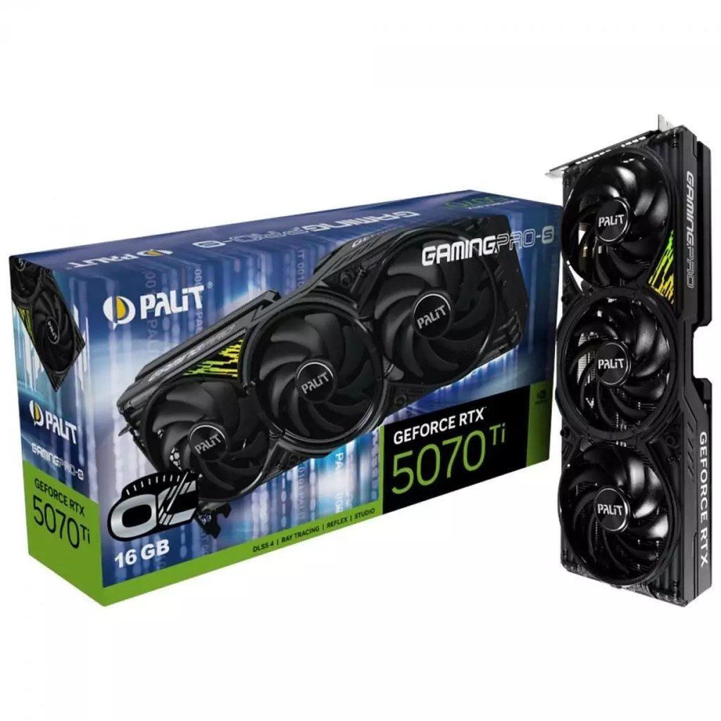 Placa de Vídeo Palit NVIDIA GeForce RTX 5070 Ti GamingPro-S OC 16GB GDDR7 DLSS