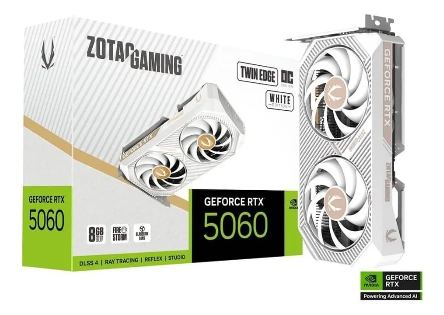 Placa De Vídeo Zotac Nvidia Rtx 5060 Oc 8gb Gddr6 Branco
