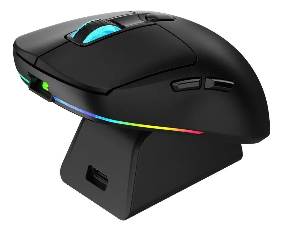 Mouse Gamer Warrior Magnus Sem Fio, Óptico, para Jogos, Com Luzes, Preto