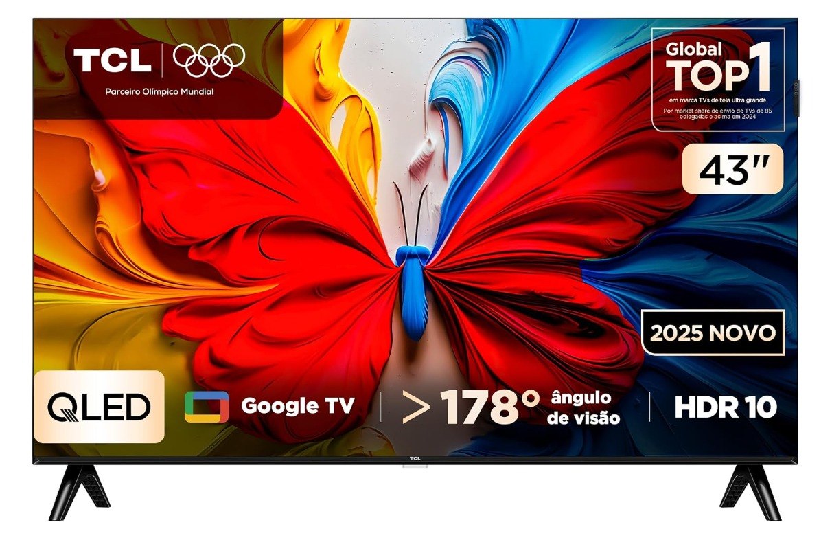 Smart TV TCL 43 Polegadas Full HD QLED S5K WiFi Bluetooth Google TV 2 HDMI HDR10 Dolby Audio 43S5K