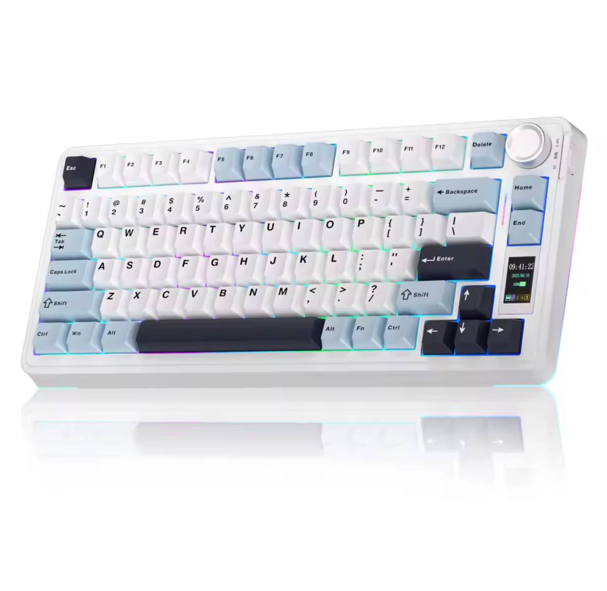 Teclado mecânico sem fio Aula S75, Tela TFT, RGB