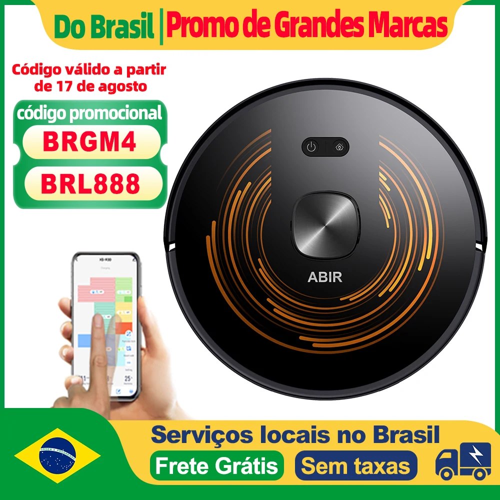 Robô Aspirador ABIR X9 Sucção 6500PA, Limpeza UV, mapeamento