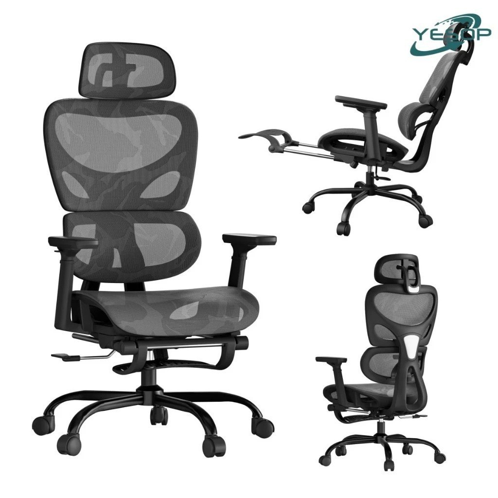 Cadeira De Escritório Ergonômica Com Apoio Lombar E De Pernas Assento Zero Gravity Cor Preto Yesop