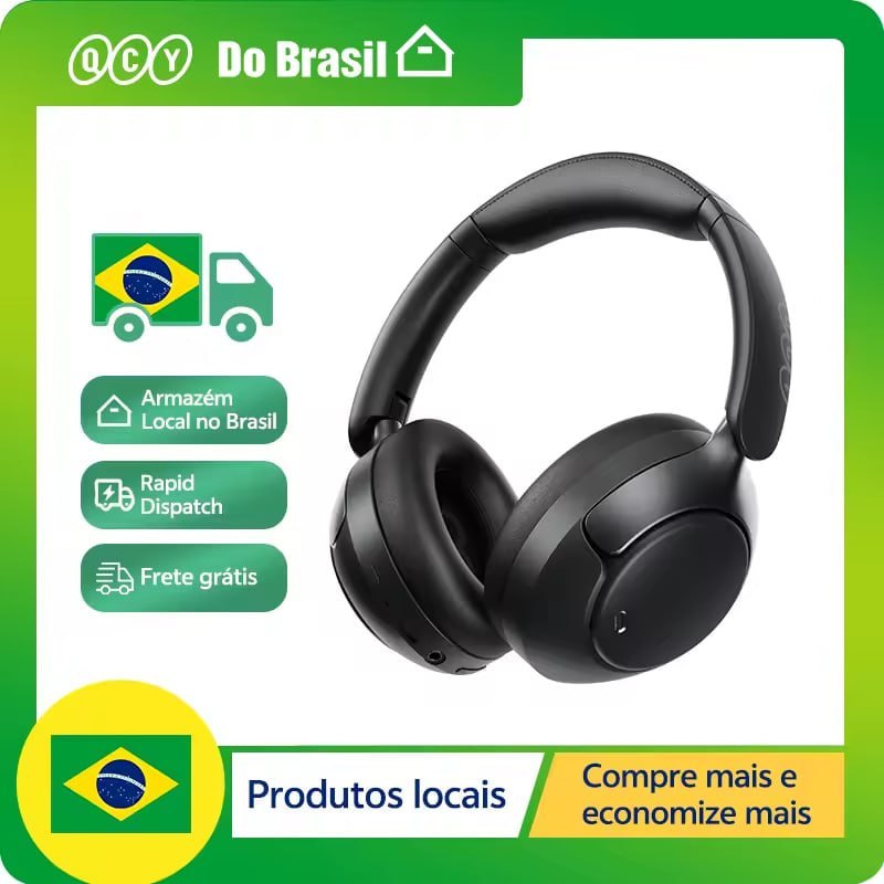 Headphone QCY H3 PRO ANC com Cancelamento Ruído Ativo de até 50dB, Áudio de alta resolução