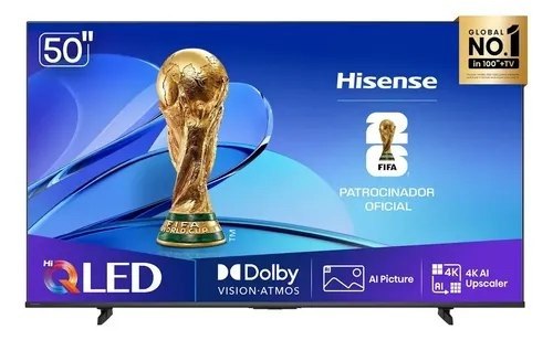Smart TV Hisense HI-QLED 4K 50" polegadas com Processador AI, Dolby Vision Atmos e Compatibilidade Alexa e Google - 50Q6QVV