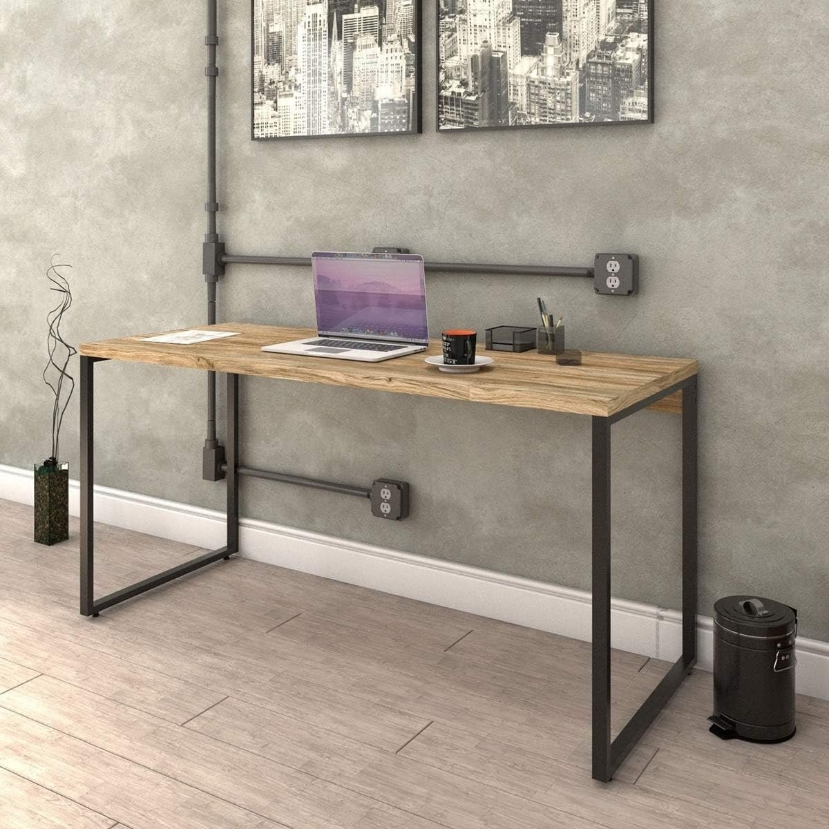 Mesa Escrivaninha Industrial Trevalla 150cm, Carvalho | Kuadra, ME150-E10