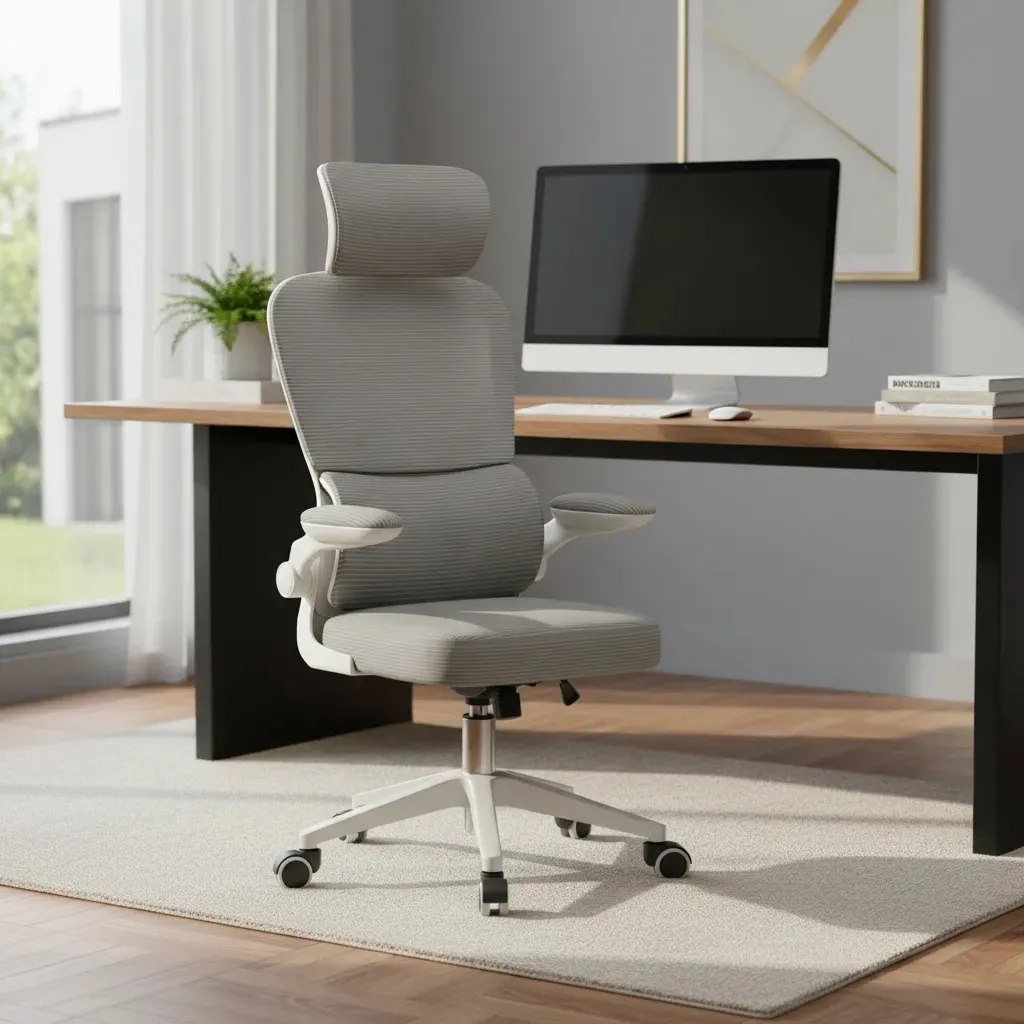 Cadeira Escritório Ergonômica Python Fly B07 Cinza Com Suporte Lombar