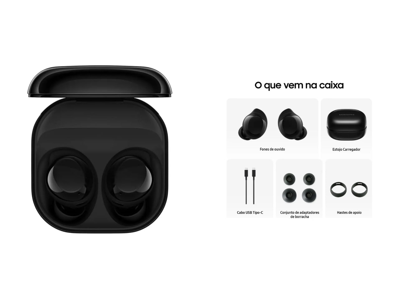 O Baratinho da SAMSUNG. Preço bem bom  Galaxy Buds Core Preto. Resistentes À Água + Case