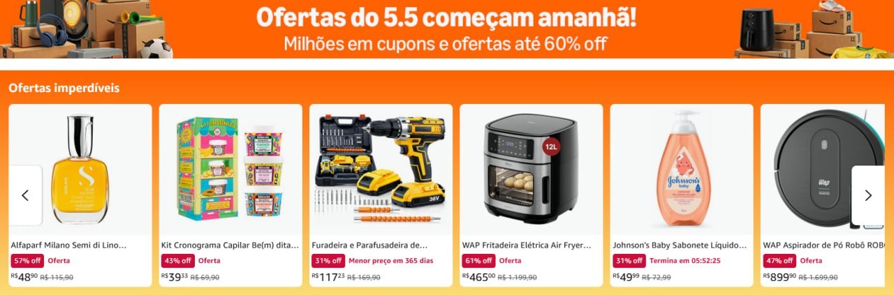 MEIA NOITE TEM OFERTAS 05.05 DA AMAZON