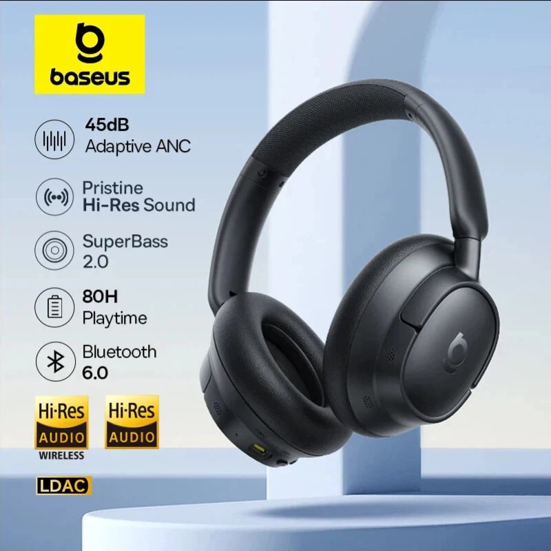 Fones de Ouvido Baseus EP10 Pro ANC Sem Fio Bluetooth 6.0 50dB 6 microfones, intra-auriculares, Hi-Res LDAC IP55