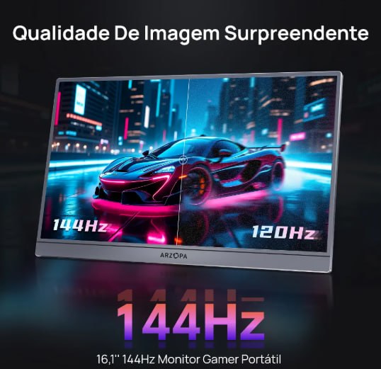 Monitor Arzopa Com Tela De 16.1 144hz E Resolução Full Hd