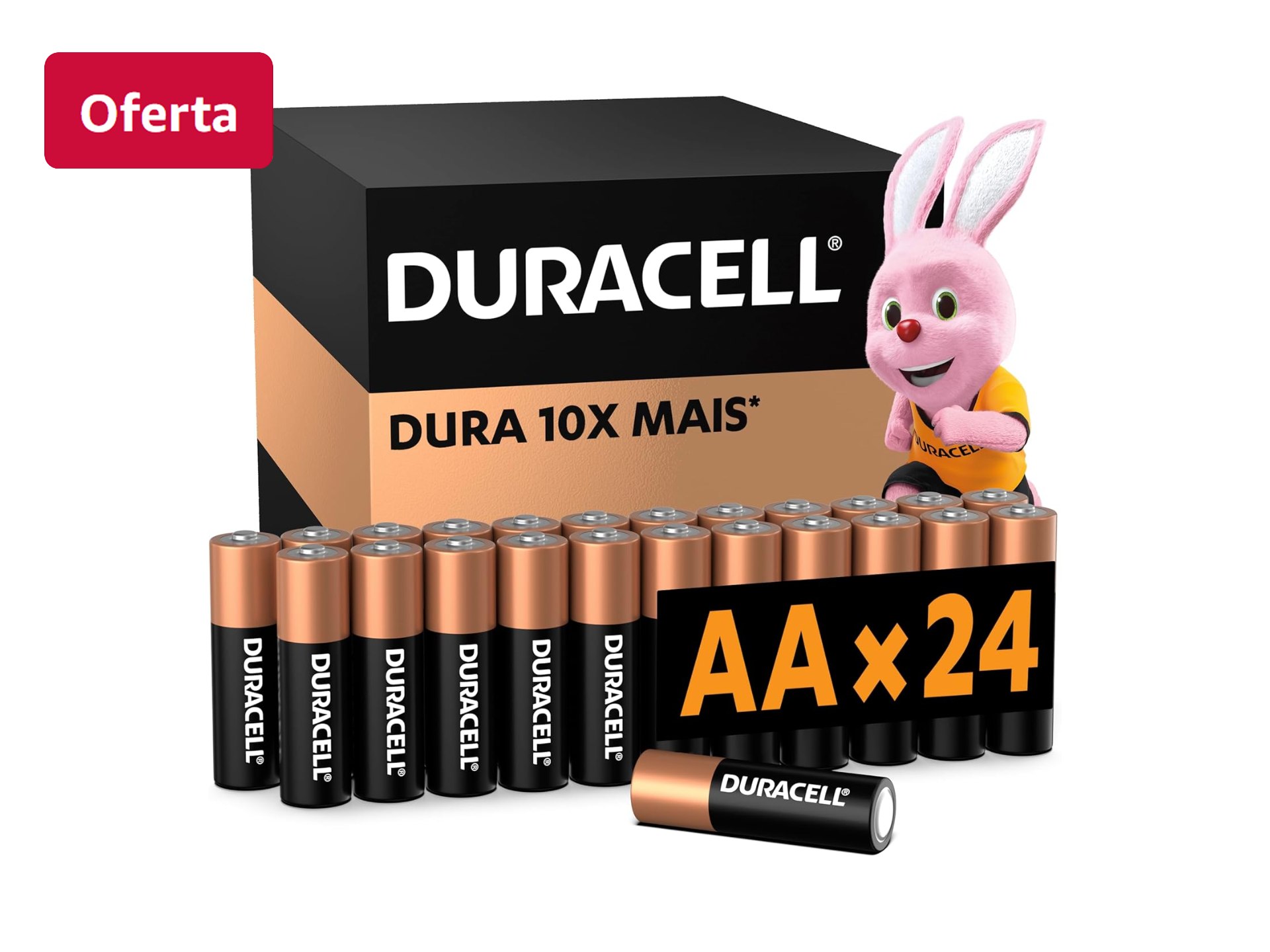Duracell Pilhas Alcalinas AA Pequena Pack 24 Unidades – Dura até 10x Mais