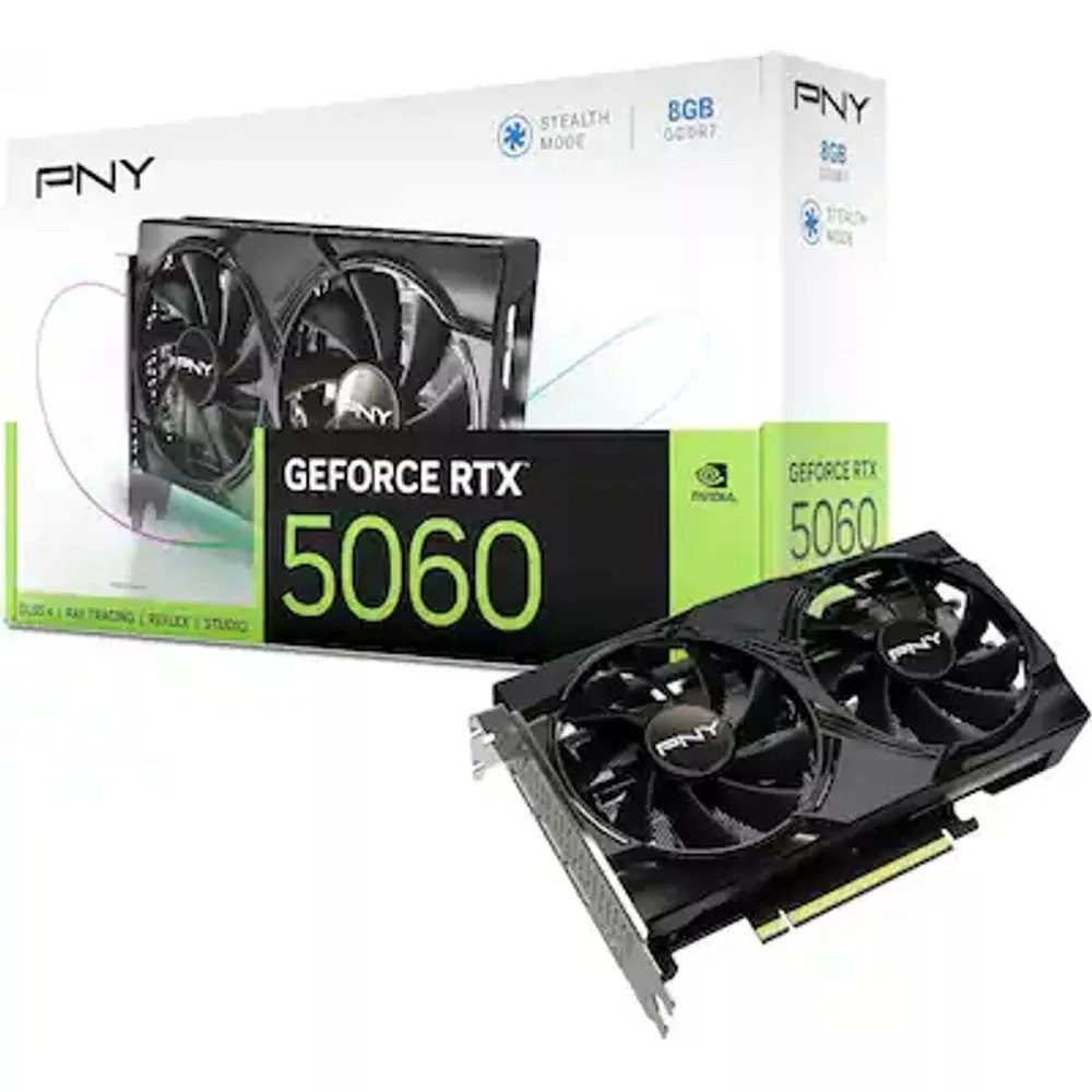 Placa de Vídeo NVIDIA GeForce PNY RTX5060 8GB DUAL FAN OC Blackwell- VCG50608DFXPB1-O