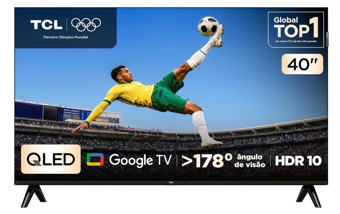 TCL, Smart TV, 40 Polegadas, FHD QLED, WiFi, Bluetooth, Google TV, 2 HDMI, HDR10, Dolby Audio, 40S5K