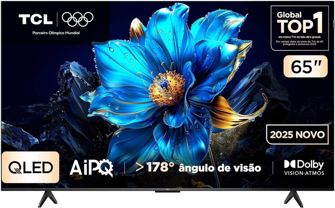 Smart TV TCL 65 Polegadas QLED 4K P7K WiFi Bluetooth Google TV HDR10+ Dolby Atmos Dolby Vision 65P7K