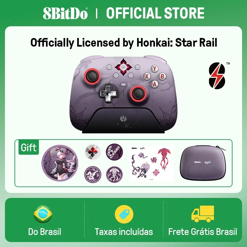 Controle Sem Fio 8BitDo Ultimate 2 para PC, Android, TV BOX + Case - Evernight (Oficialmente Licenciado por Honkai: Star Rail)