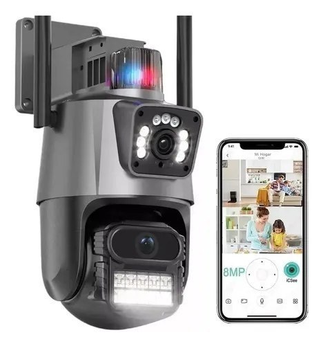 Câmera Segurança Wifi Ip Lente Dupla 2x 3mp Externa 360° A prova Dágua Cor Cinza