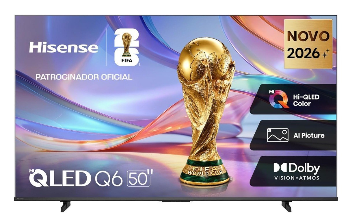 Hisense Smart TV 4K 50" QLED Polegadas 50Q6QVV com Processador AI, Dolby Vision, HDR10+, HLG, Filmmaker Mode, Dolby Gaming, Dolby Atmos, MiraCast e Compatibilidade Alexa e Google