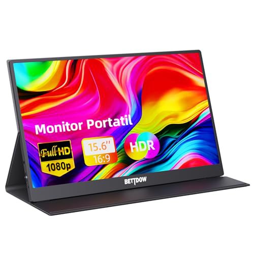 Monitor de Apoio, excelente para Designers e VideoMakers // Monitor Portátil Bettdow 15,6'' – FHD 1080P IPS, com furação VESA e capa inteligente magnética inclusa