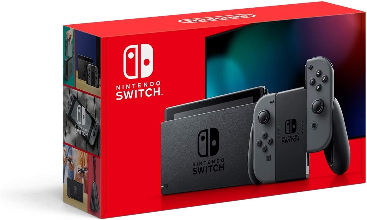 Nintendo Switch, Nacional, V2, Portátil e Doméstico, Bateria de até 9 Horas, Inclui Joy-Con com Suporte e Alças, 1 ano de Garantia, Cinza