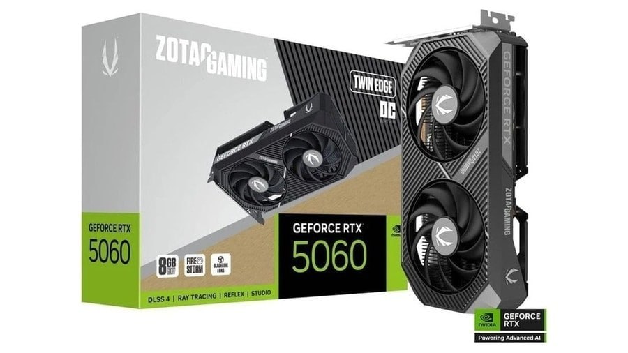 Placa de Vídeo GPU Zotac Gaming Geforce Rtx 5060 8gb 128bits Gddr7 Twin Edge Oc Zt-B50600h-10m