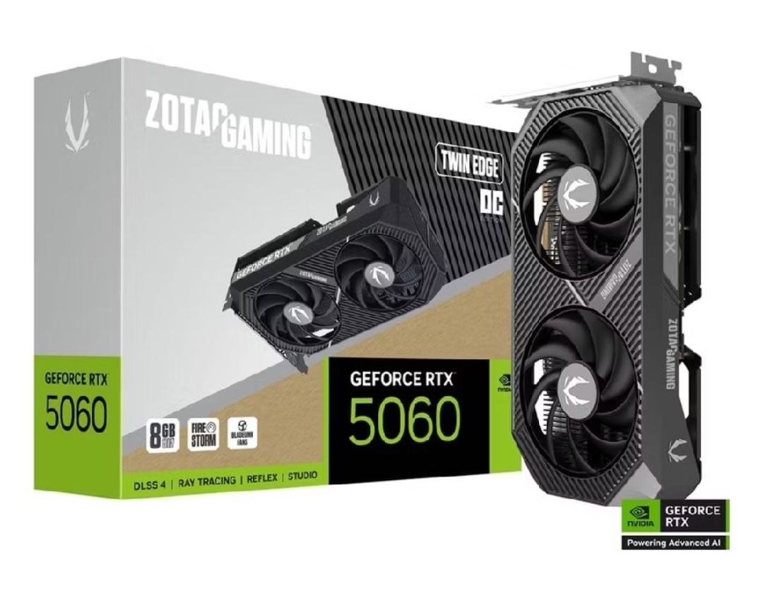 Placa de Vídeo GPU Zotac Gaming Geforce Rtx 5060 8gb 128bits Gddr7 Twin Edge Oc