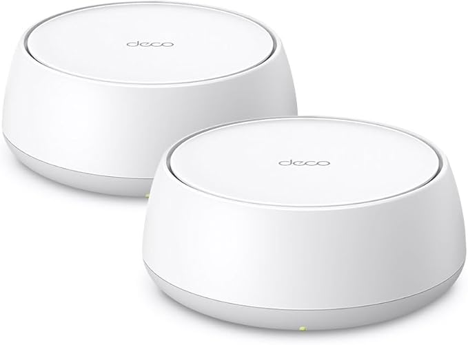 TP-Link Deco BE22 (2 un.) Wi-Fi 7 Mesh para casa toda Dual Band BE3600, 3 un. cobrem até 400 m², 150 dispositivos, 2 portas gigabit, instalação por app Deco, Mesh com IA, Homeshield