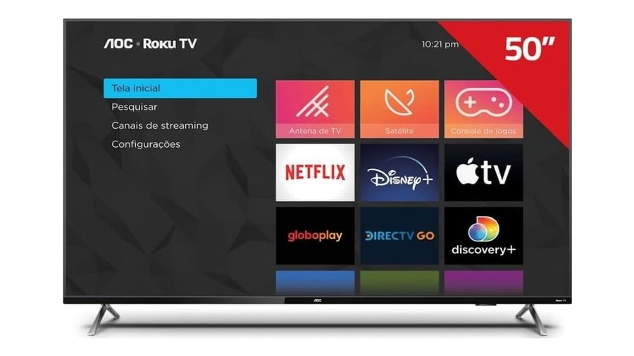 Smart TV 50" Aoc Roku 4K Série 6125-50U6125/78G