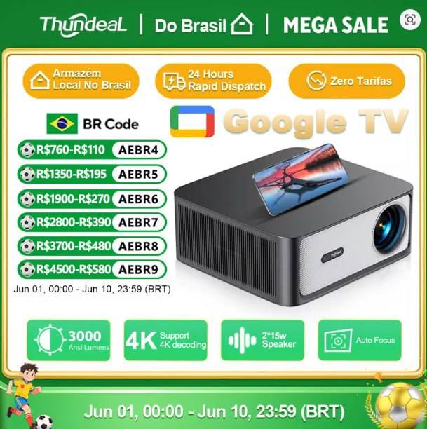 Projetor ThundeaL 1080P WiFi HD TD98Pro, licenciado oficialmente pelo Google Android TV/ATV 🇧🇷 DIRETO DO BRASIL, SEM TAXAS