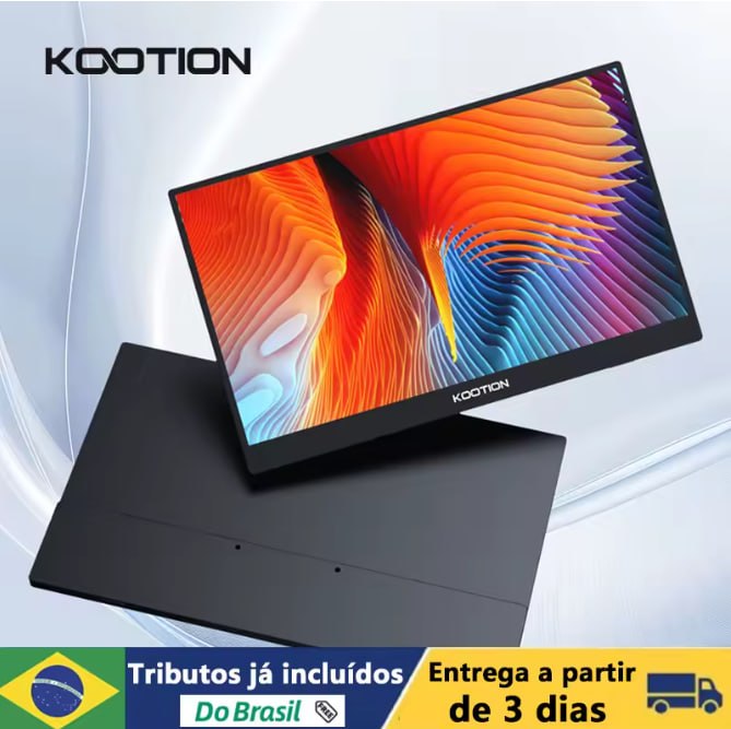 Monitor portátil Kootion com alto-falantes duplos, 60hz, tela IPS 15,6 polegadas, 16:9, 100% sRGB, HDR, USB-C e HDMI, PC, Nintendo Switch, PS4, PS5 e Xbox