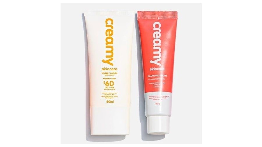 Kit Duo Protetor Solar FPS60 + Gel Creme Hidratante Facial Calming Cream - Creamy Skincare